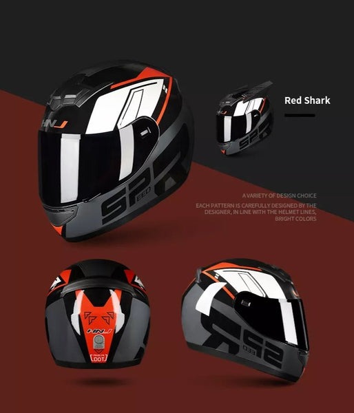 Black & Red HNJ Motorcycle Helmet with Cat Ears