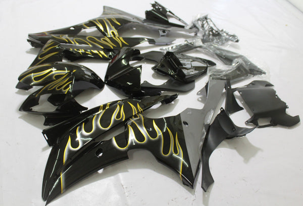 Yamaha YZF-R6 (2008-2016) Black, Silver & Yellow Flame Fairings