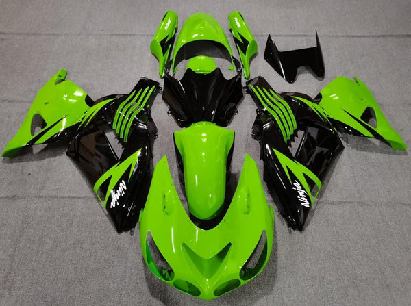 Fairing kit for a Kawasaki Ninja ZX14R (2006-2011) Black & Neon Green