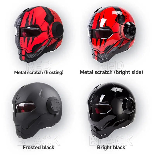 Matt Black Iron Man Motorcycle Helmet Helmet LED Custom Skull Custom  Halloween