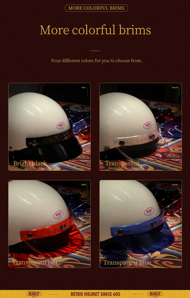 Open Face Retro Helmet, Red