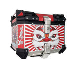 45L Aluminum Motocycle Top Box Storage Red White Chinese Lion at KingsMotorcycleFairings.com