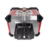 45L Aluminum Motocycle Top Box Storage Red White Chinese Lion at KingsMotorcycleFairings.com