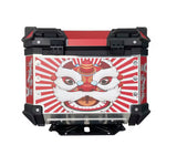 45L Aluminum Motocycle Top Box Storage Red White Chinese Lion at KingsMotorcycleFairings.com