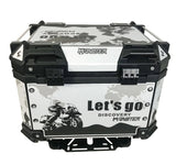 45L Aluminum Motorcycle Top Box Storage White Black Monster at KingsMotorcycleFairings.com