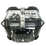 45L Aluminum Motorcycle Top Box Storage White Black Monster at KingsMotorcycleFairings.com