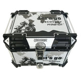 45L Aluminum Motorcycle Top Box Storage White Black Monster at KingsMotorcycleFairings.com