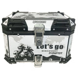 45L Aluminum Motorcycle Top Box Storage White Black Monster at KingsMotorcycleFairings.com