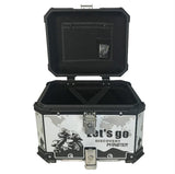 45L Aluminum Motorcycle Top Box Storage White Black Monster at KingsMotorcycleFairings.com