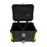 55L Aluminum Motorcycle Top Box Storage Black Neon X at KingsMotorcycleFairings.com