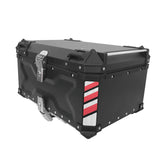 65L Aluminum Motorcycle Top Box Storage (Black, Red X) at KingsMotorcycleFairings.com