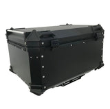 65L Aluminum Motorcycle Top Box Storage (Black, Red X) at KingsMotorcycleFairings.com