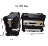 Black Red 38L Aluminum Motorcycle Storage Side Boxes at KingsMotorcycleFairings.com 