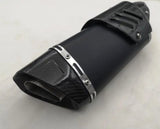 Black, Stainless Steel & Carbon Fiber Motorcycle Exhaust (T125 Universal) at KingsMotorcycleFairings.com 