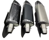 Black, Stainless Steel & Carbon Fiber Motorcycle Exhaust (T125 Universal) at KingsMotorcycleFairings.com 