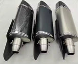 Black, Stainless Steel & Carbon Fiber Motorcycle Exhaust (T125 Universal) at KingsMotorcycleFairings.com 