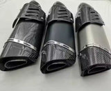 Black, Stainless Steel & Carbon Fiber Motorcycle Exhaust (T125 Universal) at KingsMotorcycleFairings.com 