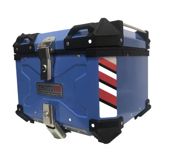 Blue 45L Aluminum Motocycle Top Box Storage at KingsMotorcycleFairings.com!