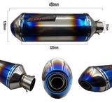 Chrome & Blue Motorcycle Exhaust Muffler (150-400cc) at KingsMotorcycleFairings.com