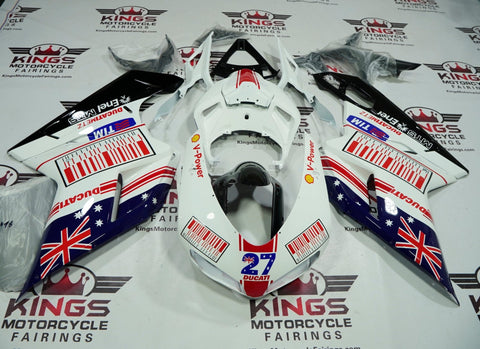 Ducati 1198 (2007-2012) White, Blue & Red Australian Flag Fairings at KingsMotorcycleFairings.com