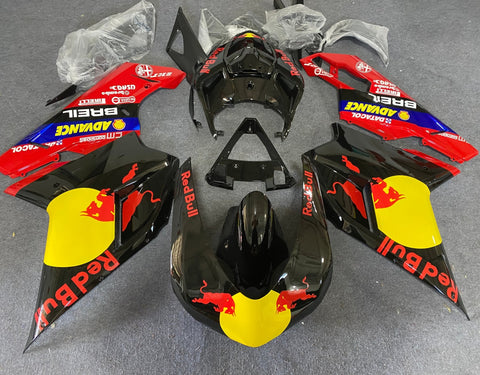 Ducati 848 (2007-2014) Black, Red, Yellow RedBull Race Fairing at KingsMotorcycleFairings.com