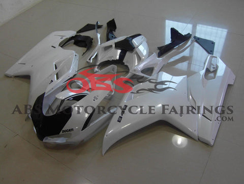 Ducati 848 Fairings (2007-2014) White, Black Stripe at KingsMotorcycleFairings.com