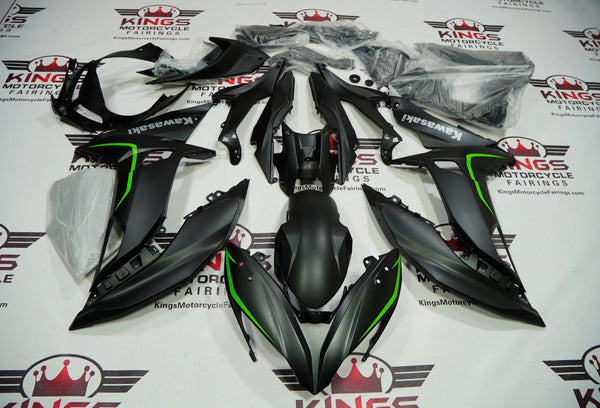 Fairing Kit for a Kawasaki Ninja 650R (2017-2019) Matte Black & Matte Green at KingsMotorcycleFairings.com