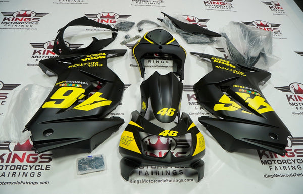 Fairings for Kawasaki Ninja 250R (2008-2013) Matte Black, Yellow #46 at KingsMotorcycleFairings.com