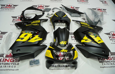 Fairing kit for a Kawasaki Ninja 250R (2008-2013) Matte Black & Yellow #46 at KingsMotorcycleFairings.com