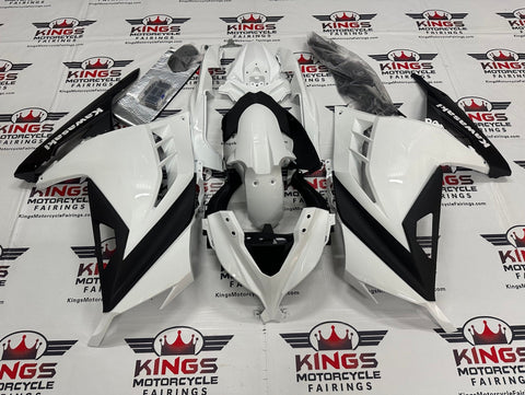 Fairing kit for a Kawasaki Ninja 300 (2013-2017) Black & White at KingsMotorcycleFairings.com