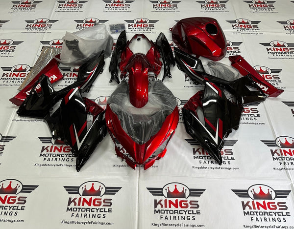 Fairing kit for a Kawasaki Ninja 400 (2018-2023) Black, Candy Red at KingsMotorcycleFairings.com