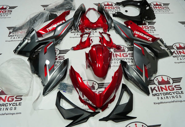 Fairing kit for a Kawasaki Ninja 400 (2018-2023) Gray & Candy Red at KingsMotorcycleFairings.com