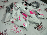 Fairing kit for a Kawasaki Ninja 400 (2018-2023) White, Pink Flowers at KingsMotorcycleFairings