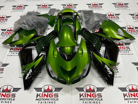 Fairing kit for a Kawasaki Ninja ZX14R (2006-2011) Green, Black, White at KingsMotorcycleFairings.com