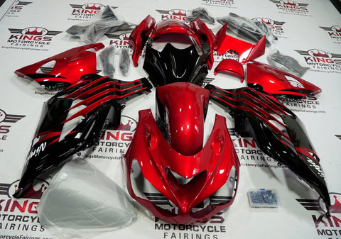 Fairing kit for a Kawasaki Ninja ZX14R (2012-2021) Candy Red & Black at KingsMotorcycleFairings.com