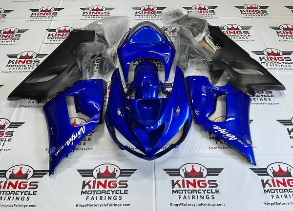 Fairing kit for a Kawasaki Ninja ZX6R 636 (2005-2006) Blue & Matte Black at KingsMotorcycleFairings.com