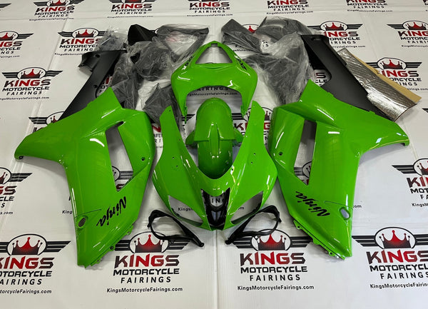 Fairing kit for a Kawasaki Ninja ZX6R 636 (2007-2008) Green & Matte Black at KingsMotorcycleFairings.com