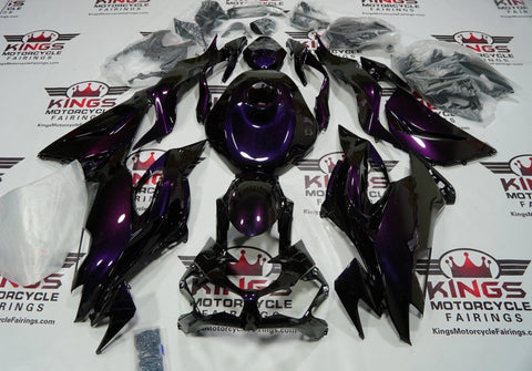 Fairing kit for a Kawasaki Ninja ZX6R 636 (2019-2023) Dark Purple, Orange Chameleon at KingsMotorcycleFairings.com 