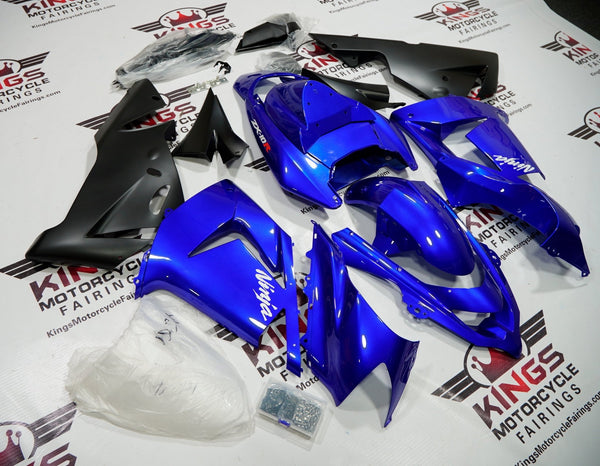 Fairing kit for a Kawasaki ZX10R (2004-2005) Blue & Matte Black at KingsMotorcycleFairings.com 