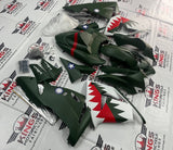 Fairing kit for a Kawasaki ZX10R (2004-2005) Matte Green Flying Tiger Bomber at KingsMotorcycleFairings.com 