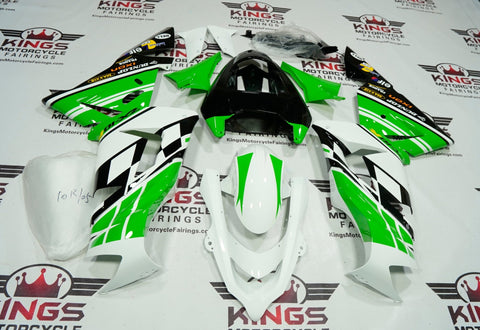 Fairing kit for a Kawasaki ZX10R (2004-2005) White, Green, Black at KingsMotorcycleFairings.com