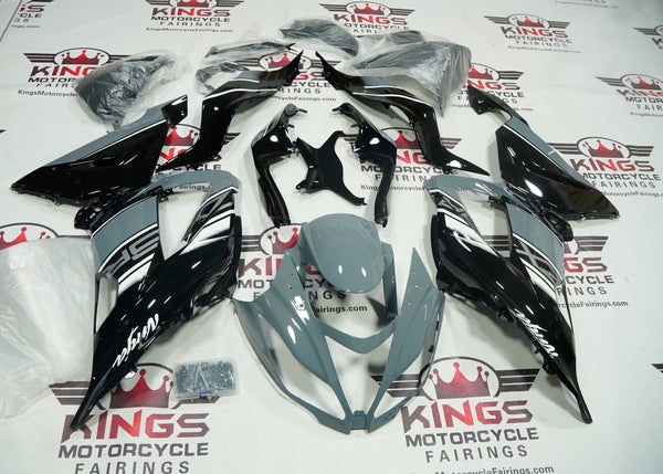 Fairing kit for a Kawasaki ZX6R 636 (2013-2018) Gray, Black & White at KingsMotorcycleFairings.com