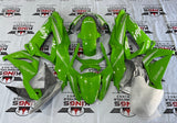 Fairing kit for a Kawasaki ZX6R 636 (2013-2018) Green & White at KingsMotorcycleFairings.com