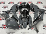 Fairings for Kawasaki Ninja 400 (2018-2023) Dark Nardo Gray, Faux Carbon Fiber at KingsMotorcycleFairings.com