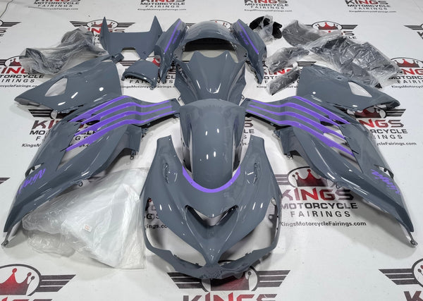 Fairings for Kawasaki Ninja ZX14R (2012-2024) Nardo Gray, Purple at KingsMotorcycleFairings.com