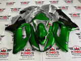 Fairings for Kawasaki Ninja ZX6R 636 (2007-2008) Green, Black Flames at KingsMotorcycleFairings.com