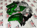 Fairings for Kawasaki Ninja ZX6R 636 (2007-2008) Green, Black Flames at KingsMotorcycleFairings.com