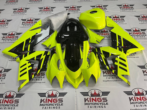 Fairings for Kawasaki ZX10R (2004-2005) Hi-Vis Neon Yellow, Black at KingsMotorcycleFairings.com