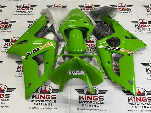 Fairings for Kawasaki ZX6R 636 (2003-2004) Green, Black, Gold at KingsMotorcycleFairings.com