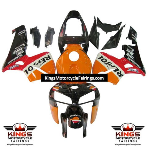 HONDA CBR600RR Fairings (2005-2006) Black, Orange Repsol Gas at KingsMotorcycleFairings.com